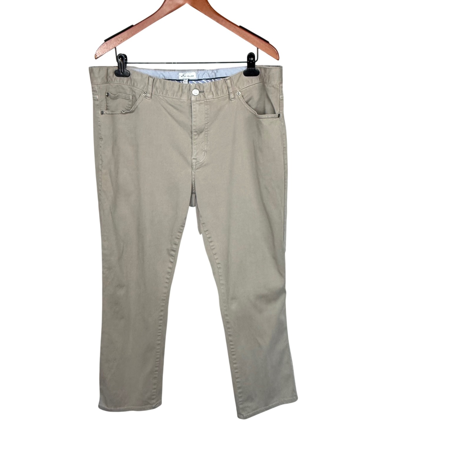 Peter Millar Crown Shop Mens 40x27 Tan Khaki 5 Pocket Pants Me0b39